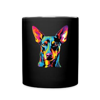 Watercolor Colorful Manchester Terrier - Full Colour Mug - black - Front