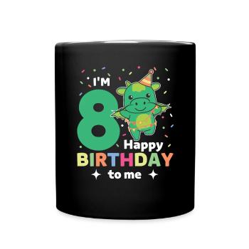 Drache zum 8. Geburtstag Kinder acht Jahre alt - Tasse einfarbig - Schwarz - Vorne