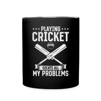 Jouer au cricket résout tous mes problèmes - Cricket Q - Mug uni - noir - Devant