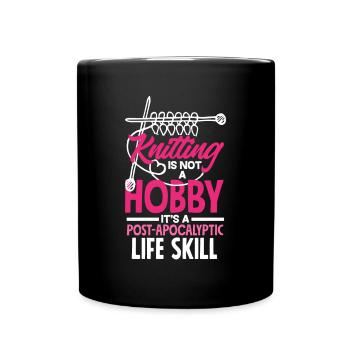 Lustiges Stricken Stricknadel Geschenk - Tasse einfarbig - Schwarz - Vorne
