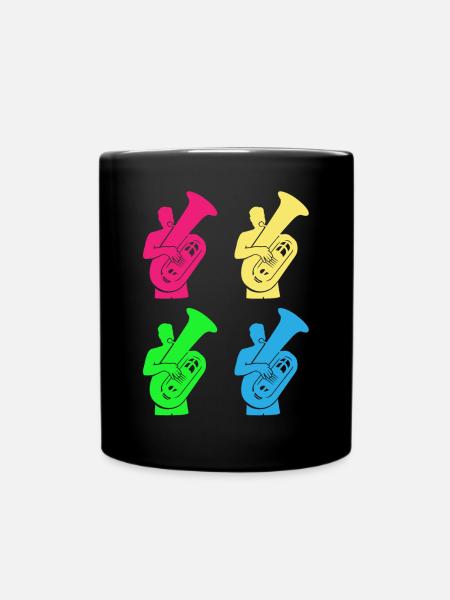 Bunte Tuba Spiel Freude Musikgeschenk - Tasse einfarbig - Schwarz