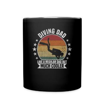 Diving Dad Taucher - Tasse einfarbig - Schwarz - Vorne