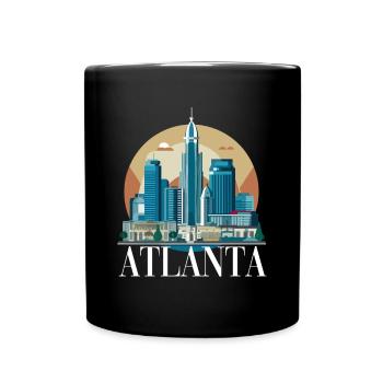 Atlanta Skyline Sonnenuntergang Stadtbild - Tasse einfarbig - Schwarz - Vorne