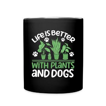 Plants, Dog Lover, Garden Gardener, Gardener - Full Colour Mug - black - Front
