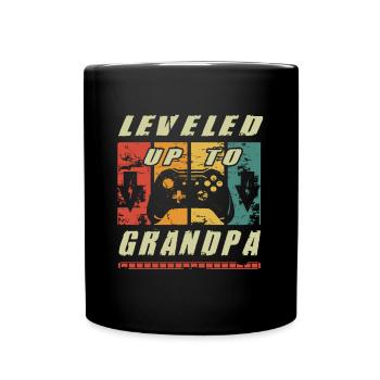 Leveled Up To Grandpa New Grandfather Gift Idea - Full Colour Mug - black - Front