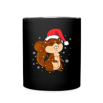 Squirrel Christmas - Full Colour Mug - black - Front