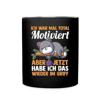I used to be totally motivated cats - Full Colour Mug - black - Front
