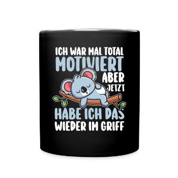 I used to be totally motivated Koala - Full Colour Mug - black - Front