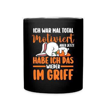 I used to be totally motivated bunny - Full Colour Mug - black - Front