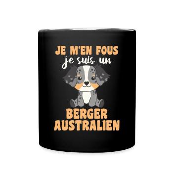 Je m'en fous je suis un berger australien - Hund - Tasse einfarbig - Schwarz - Vorne