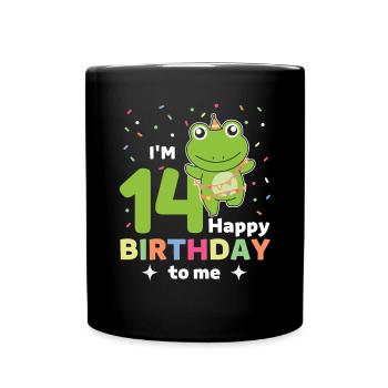 Frog for 14th birthday for children fourteen - Full Colour Mug - black - Front