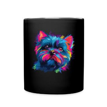 Aquarelles Coloré Affenpinscher - Mug uni - noir - Devant