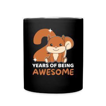 Squirrel for 2nd birthday children two years - Full Colour Mug - black - Front