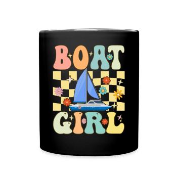 Boot Girl Groovy Boating Girl Female Boating - Full Colour Mug - black - Front