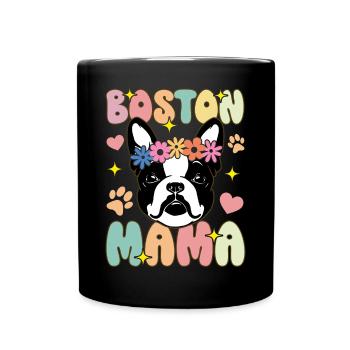 Boston Mom Groovy Boston Terrier Mom - Full Colour Mug - black - Front