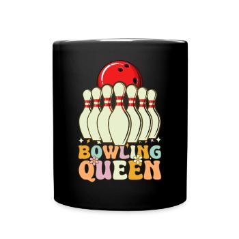 Bowling Queen Groovy Bowlingspielerin - Tasse einfarbig - Schwarz - Vorne