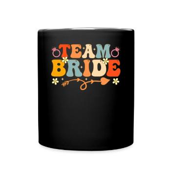 Team Bride Groovy Bridal Shower Hen - Full Colour Mug - black - Front