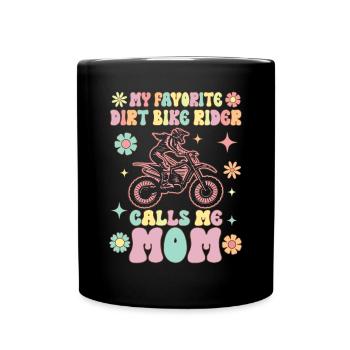 Le pilote de moto tout-terrain préféré m’appelle Mama Groovy - Mug uni - noir - Devant