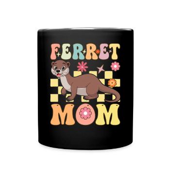 Ferret Mom Groovy Ferret Mom - Full Colour Mug - black - Front