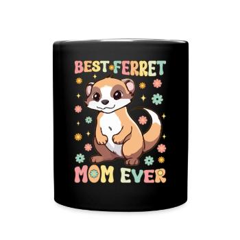 Beste Frettchen-Mutter aller Zeiten Groovy Ferret - Tasse einfarbig - Schwarz - Vorne