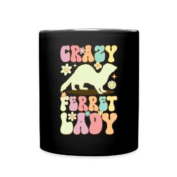 Crazy Ferret Lady Groovy Ferret Mom - Full Colour Mug - black - Front