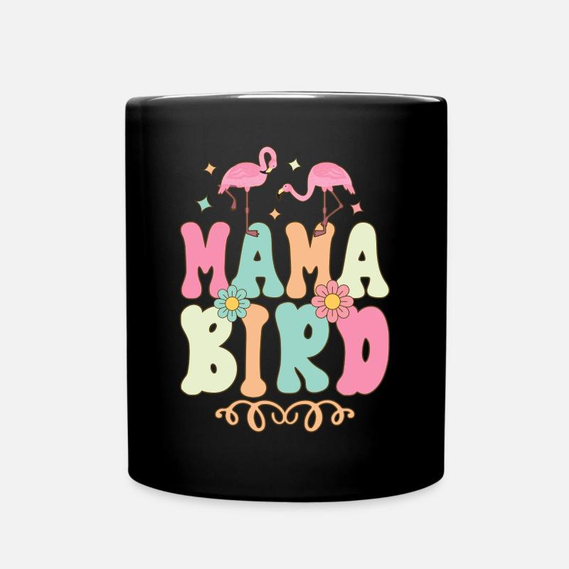 Mama Bird Groovy Flamingo Mama - Tasse einfarbig - Schwarz