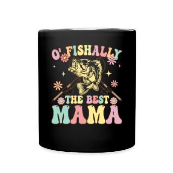 O Fishally La Meilleure Maman Groovy Fille De Pêche Fi - Mug uni - noir - Devant