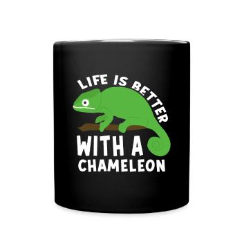 Chameleon Reptile Zoo Keeper Lizard Safari - Full Colour Mug - black - Front