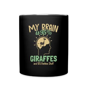 Mein Gehirn besteht zu 95% aus Giraffen, Nubiern, Afrikanern - Tasse einfarbig - Schwarz - Vorne