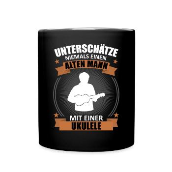 Vieil homme ukulélé sagesse - Mug uni - noir - Devant
