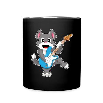Chat Musicien Guitare Musique - Mug uni - noir - Devant