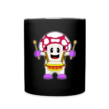Mushroom Musician Drum Music - Full Colour Mug - black - Front