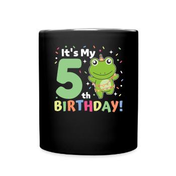 Frog for 5th birthday children five years old - Full Colour Mug - black - Front