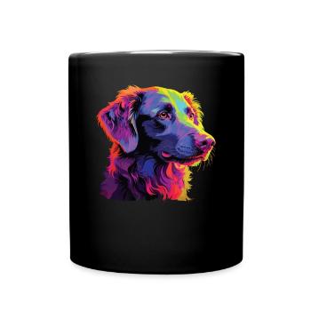 Wasserfarben Farbenfroher Curly Coated Retriever - Tasse einfarbig - Schwarz - Vorne