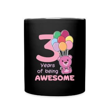 Bear for 3rd birthday children three years old - Full Colour Mug - black - Front