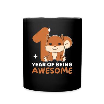 Squirrel for 1st birthday for children one year - Full Colour Mug - black - Front