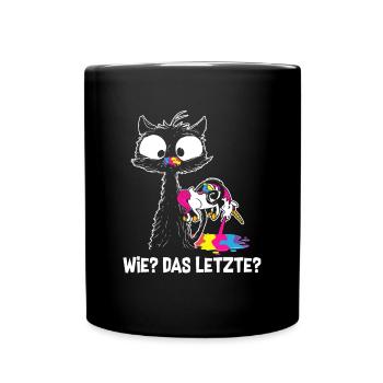 Comment le dernier chat mange les chats licornes - Mug uni - noir - Devant