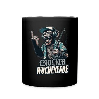 lachs mich dorsch am barsch angeln spruch lustig - Tasse einfarbig - Schwarz - Vorne