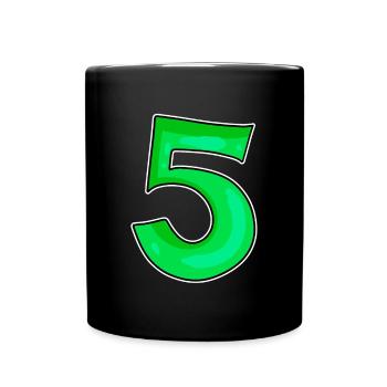 Number 5 Number Green - Full Colour Mug - black - Front