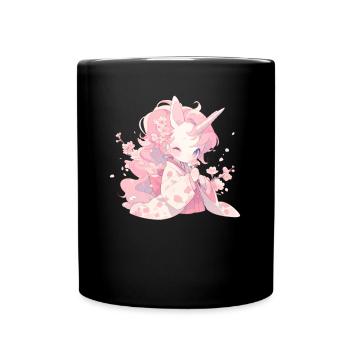 Licorne Sirène Kawaii Japonais - Mug uni - noir - Devant