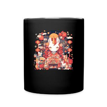 Licorne Kawaii Japonais - Mug uni - noir - Devant