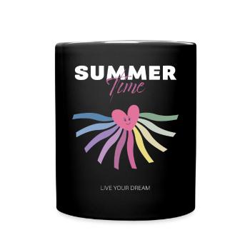 Sommertraum: Lebe deinen Traum mit Sonnen-Design - Tasse einfarbig - Schwarz - Vorne