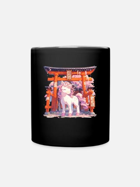 Einhorn Torii Tor Kawaii Japanisch - Tasse einfarbig - Schwarz