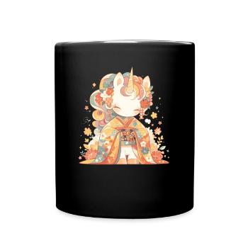 Licorne Kimono Kawaii Japonais - Mug uni - noir - Devant