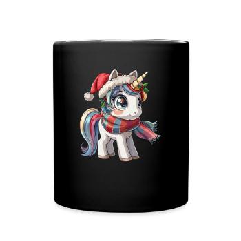 Licorne Noël Kawaii - Mug uni - noir - Devant