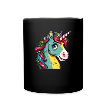 Licorne Noël Kawaii - Mug uni - noir - Devant
