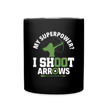 My Superpower? I shoot Arrows - Archer Bow - Full Colour Mug - black - Front