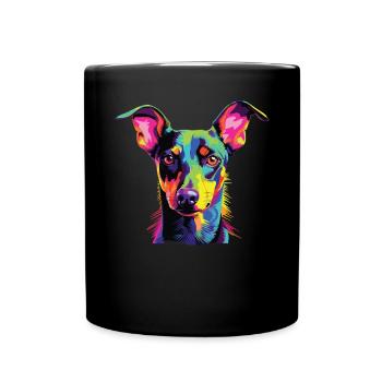 Watercolor Colorful Manchester Terrier - Full Colour Mug - black - Front