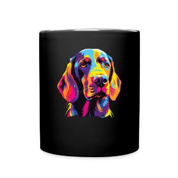 Wasserfarben Farbenfroher Harrier - Tasse einfarbig - Schwarz - Vorne