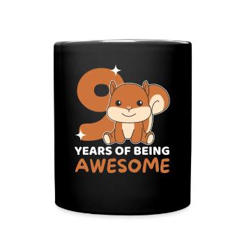 Squirrel for 9th birthday children nine years - Full Colour Mug - black - Front